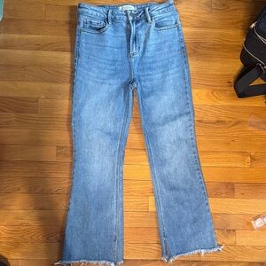 Light Blue High-Rise Wide Leg Jeans - Casual Flare